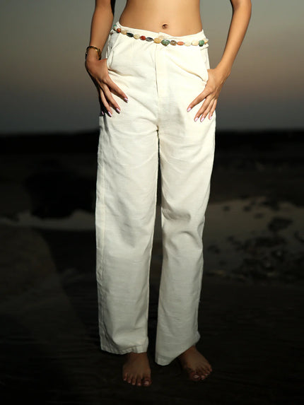 Off White Loose fitting linen pants