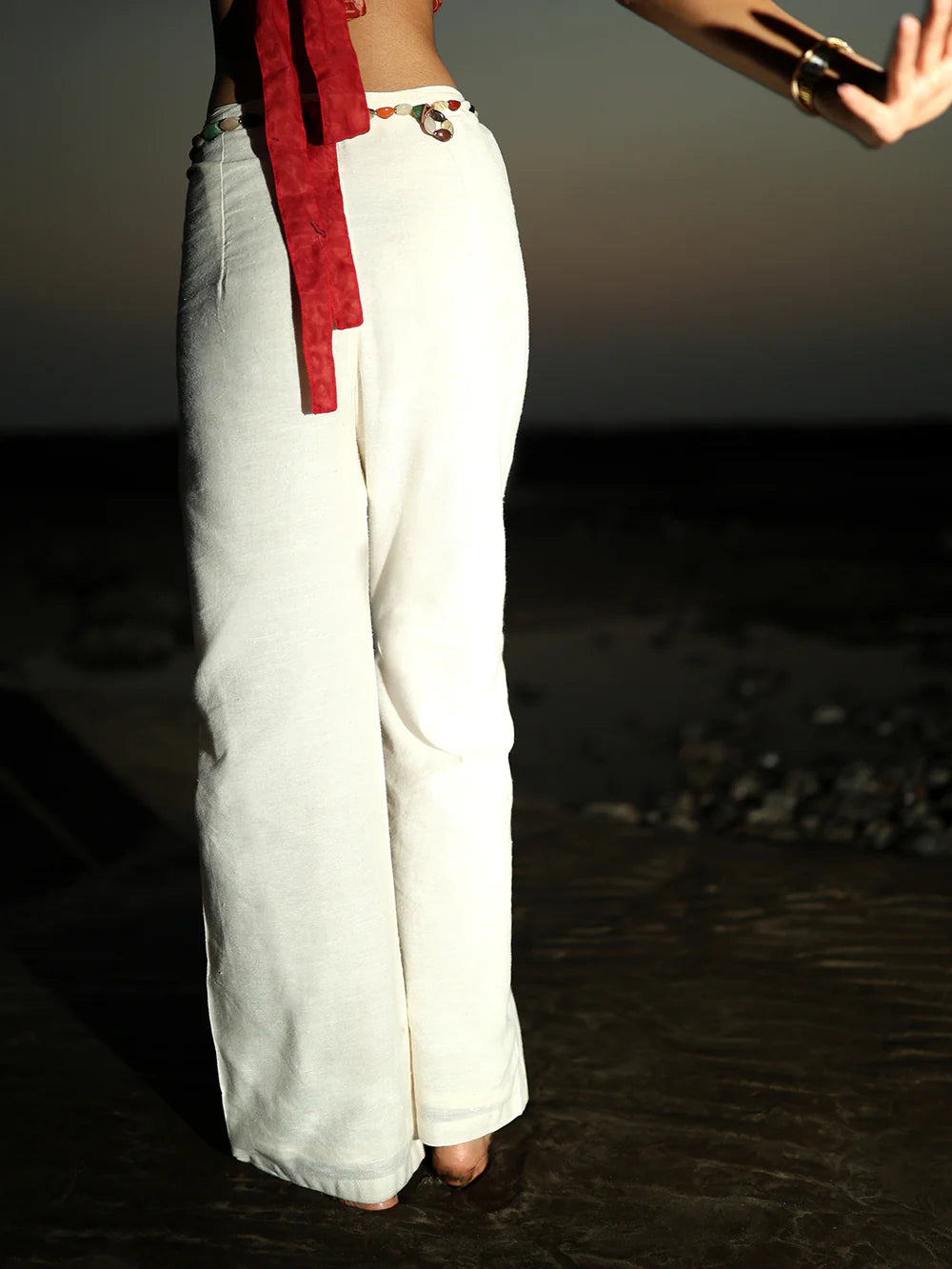 Off White Loose fitting linen pants